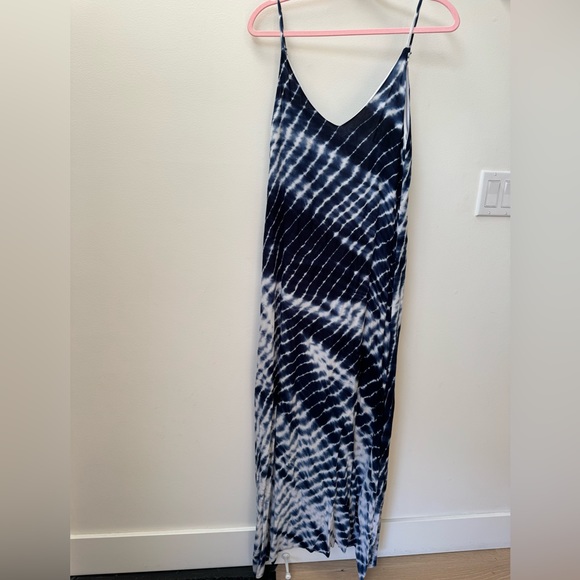 Crescent, navy blue and white tie dye maxi dress, size: medium - Picture 1 of 5